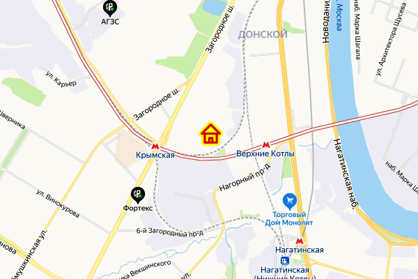Дом в Донском районе ЮАО Москвы на карте