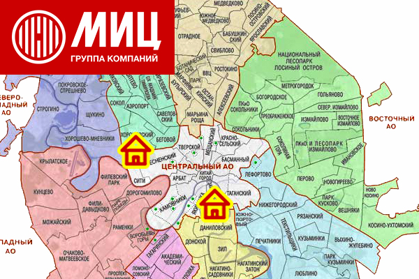 Два объекта ГК «МИЦ» на карте Москвы