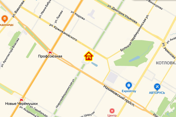 Место дома по реновации в районе Академический ЮЗАО Москвы