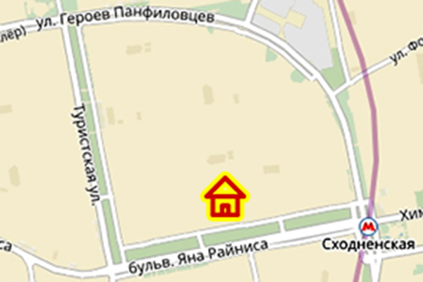 Место строительства на б-ре Яна Райниса на карте