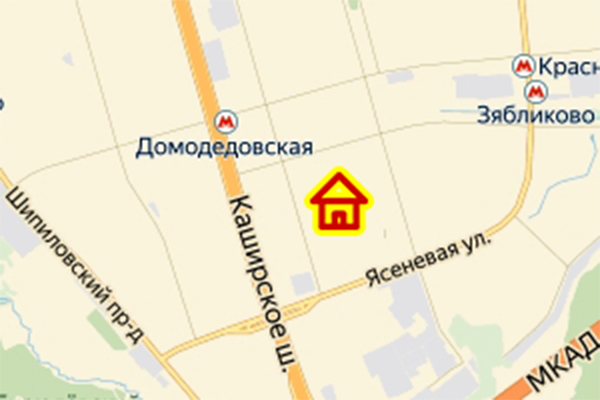 Место стройки в районе Орехово-Борисово Южное на карте Москвы