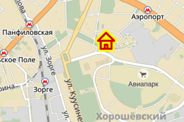Место стройки жилого квартала в Хорошевском ра-не на карте Москвы