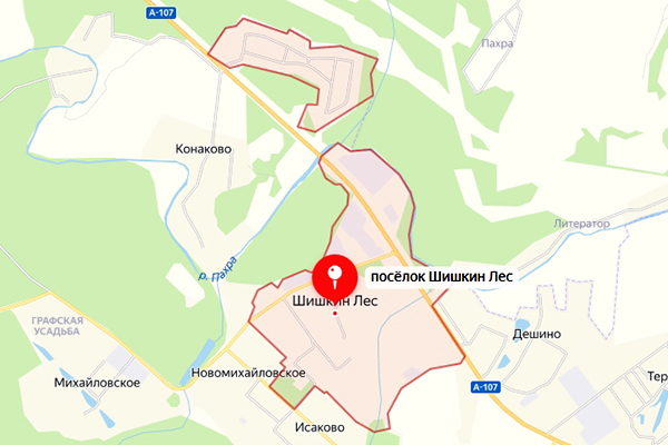 Поселок Шишкин Лес Троицкого АО Москвы на карте