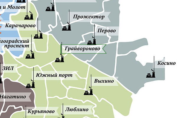 Промзона «Грайвороново» на карте Москвы