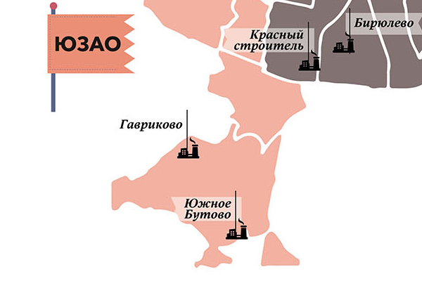 Промзона «Южное Бутово» на схеме Москвы