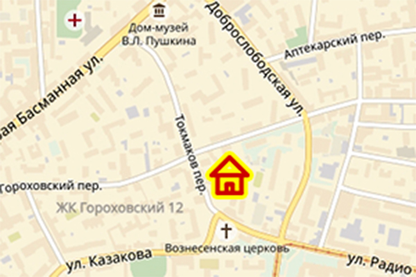 Жилой дом в Басманном р-не ЦАО Москвы на карте