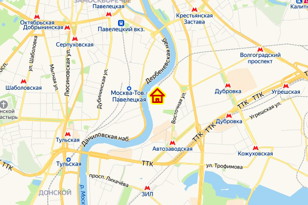 ЖК в Даниловском районе ЮАО Москвы на карте