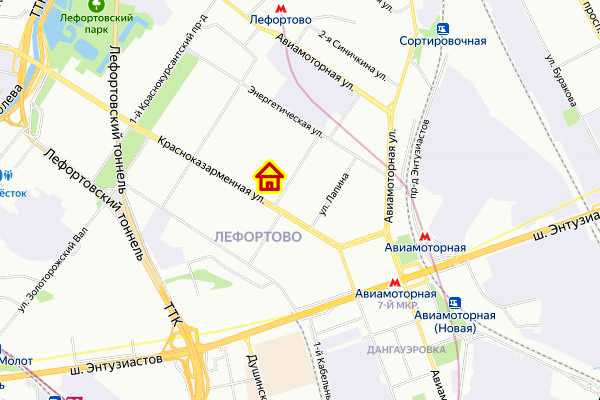 ЖК в районе Лефортово ЮВАО Москвы на карте
