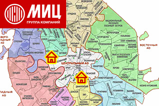 Два объекта ГК «МИЦ» на карте Москвы